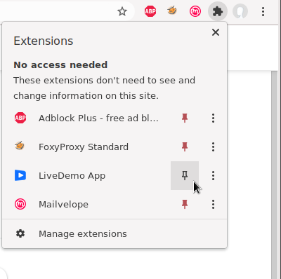 Adding chrome LiveDemo app to toolbar