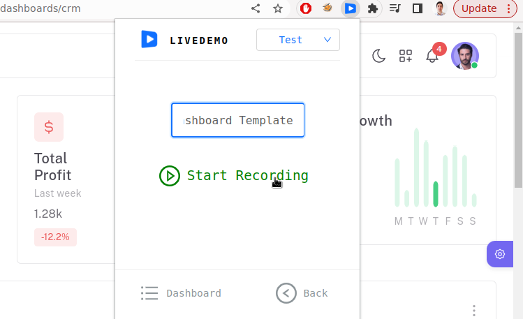 LiveDemo chrome app start-recording button
